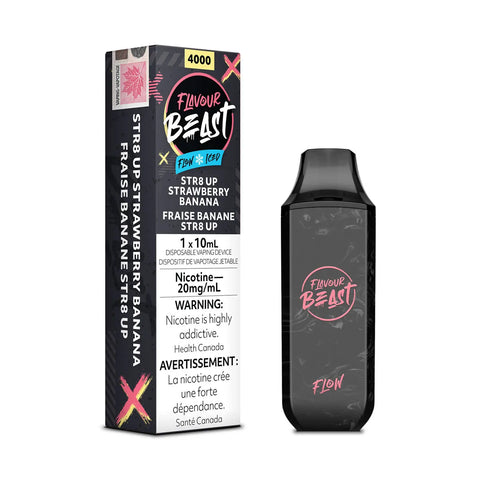 STR8 Up Strawberry Banana Iced Flavour Beast Flow 4000 Disposable Vape