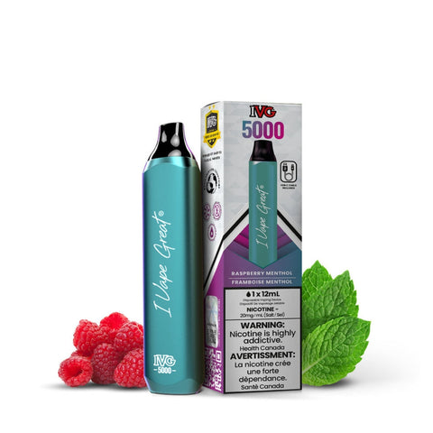 Raspberry Menthol IVG Bar Max 5000 Disposable Vape