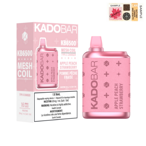 1. BEST ONLINE VAPE SHOP KADO BAR APPLE PEACH STRAWBERRY DISPOSABLE VAPE (6500 PUFFS) MISTER VAPOR CANADA Aurora, Scarborough, Brampton, Etobicoke, Mississauga, Markham, Richmond Hill, Ottawa, Oshawa, Vaughan, Toronto, York, North York