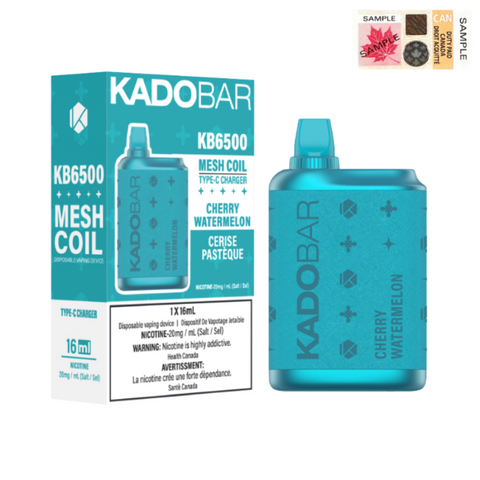 AVALIABLE NOW KADO BAR CHERRY WATERMELON  DISPOSABLE VAPE (6500 PUFFS) MISTER VAPOR CANADA Aurora, Scarborough, Brampton, Etobicoke, Mississauga, Markham, Richmond Hill, Ottawa, Oshawa, Vaughan, Toronto, York, North York