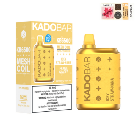 BUY NOW  KADO BAR ICEY STRAW-NANA DISPOSABLE VAPE (6500 PUFFS) MISTER VAPOR CANADA