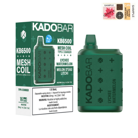 BEST SELLING KADO BAR LYCHEE WATERMELON DISPOSABLE VAPE (6500 PUFFS) MISTER VAPOR CANADA Aurora, Scarborough, Brampton, Etobicoke, Mississauga, Markham, Richmond Hill, Ottawa, Oshawa, Vaughan, Toronto, York, North York