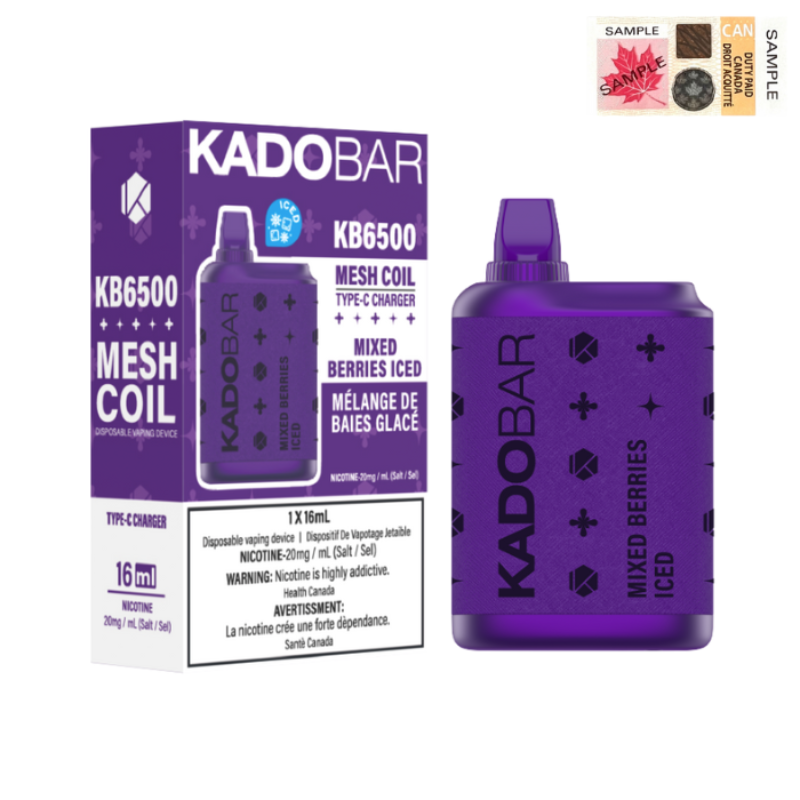 NUMBER 1. ONLINE VAPE STORE KADO BAR MIXED BERRIES ICED  DISPOSABLE VAPE (6500 PUFFS) MISTER VAPOR CANADA