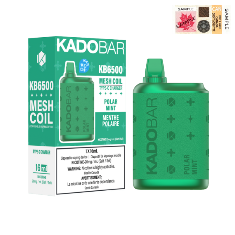 BEST SELLING KADO BAR POLAR MINT DISPOSABLE VAPE (6500 PUFFS) MISTER VAPOR CANADA